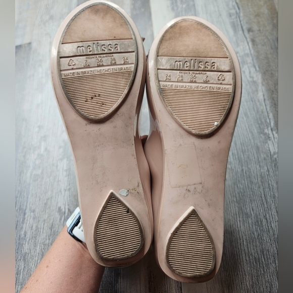 Melissa Flats Balerina Ultragirl Light Pink with Copper Flowers Womens 7 - Picture 5 of 8